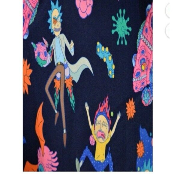Rick and Morty Mens Pyjama Pants Black Neon Jogger Bottoms Size XLarge 40-42 New - Picture 3 of 7